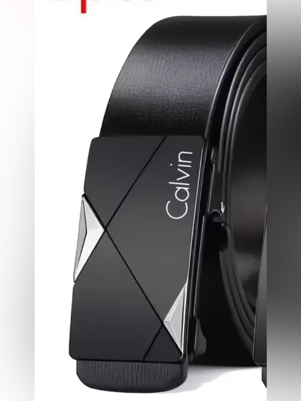 Sleek Black & Silver Tone Calvin Belt PU and Zinc Alloy-Adjustable-Toothless NEW